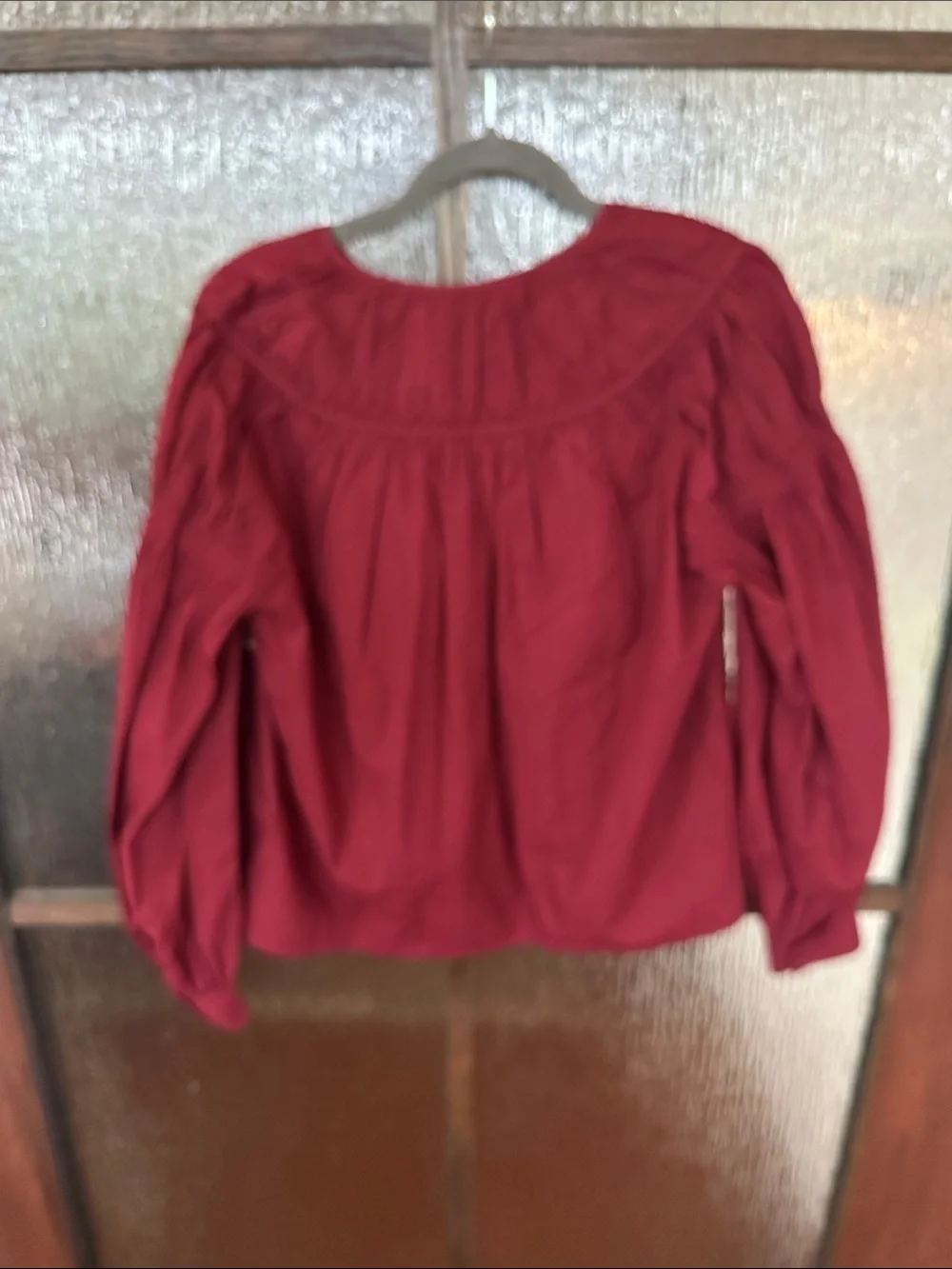 Ulla Johnson Ora blouse Women's Burgundy V-Neck Peasant Blouse Sz 10